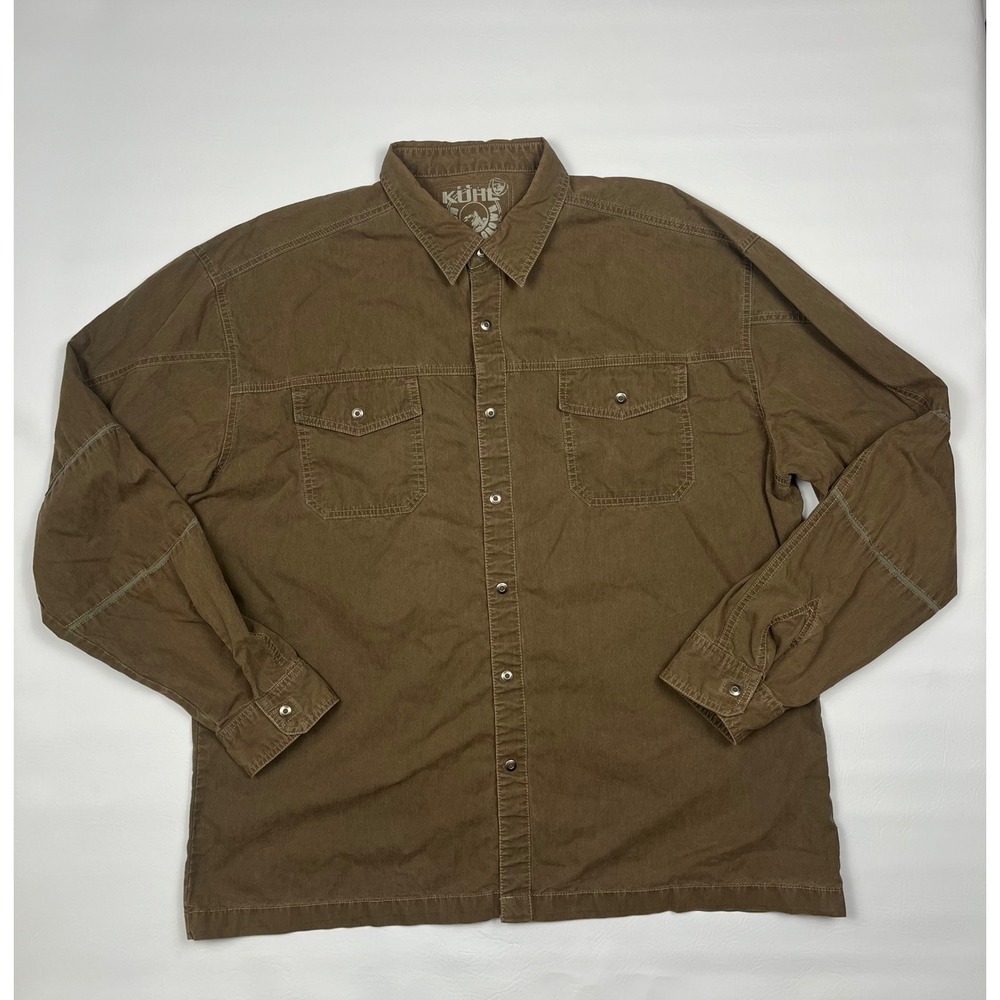 Kuhl Outlaw Snap Front Long Sleeve Shirt Mens XXL Brown Outdoor Hiking Workwear